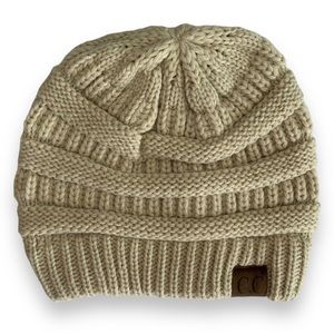 NWOT C.C Tan Chunky Cable Knit Beanie